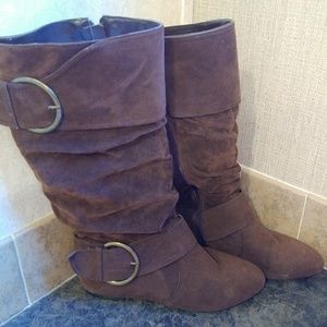 Brown mid calf boots